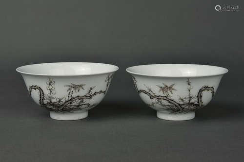 PAIR FALANGCAI BOWLS QING DYNASTY