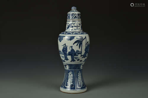 A BLUE AND WHITE FIGURAL MEIPING QING DYNASTY