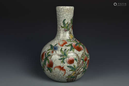 A GUAN TYPE AND FAMILLE ROSE GLOBULAR VASE QING DYNASTY