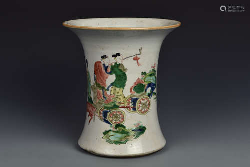 A FAMILLE VERTE BRUSH-POT QING DYNASTY