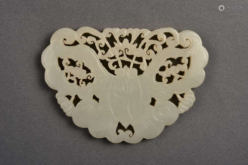 A RETICULATED WHITE JADE PLAQUE QING DYNASTY