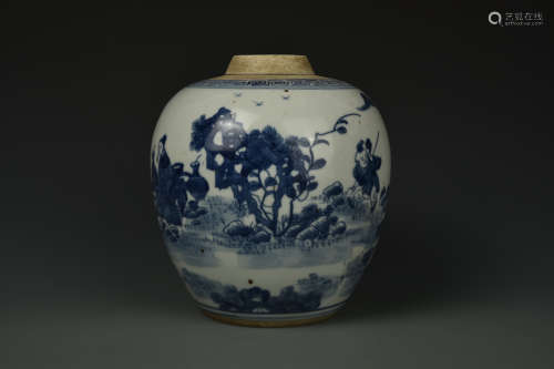 A BLUE AND WHITE JAR QING DYNATSY