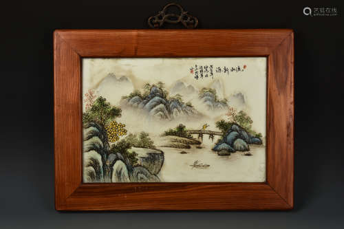 A LIGHT ENAMEL PORCELAIN PLAQUE QING DYNASTY