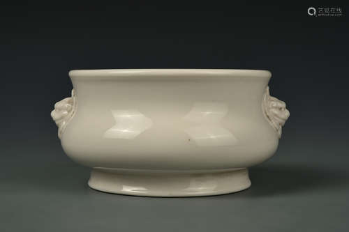 A BLANC-DE-CHINE BOMBE CENSER QING DYNASTY