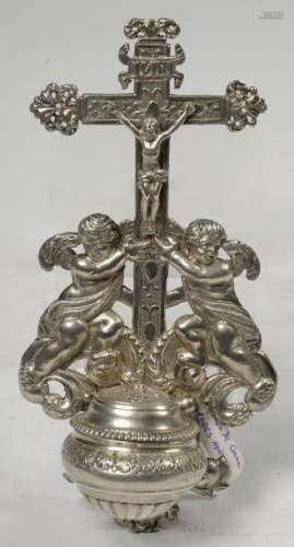 Silver stoup decorated with two \