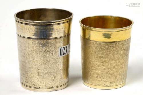 Two silver cups with German hallmarks. The biggest…