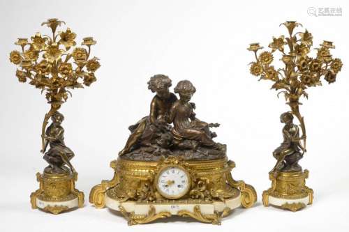 Napoleon III style three piece mantel set composed…