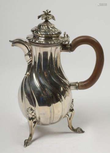 Louis XV style silver tripod coffee pot with a Mon…