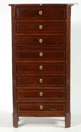 Louis XVI style mahogany semainier opening by eigh…