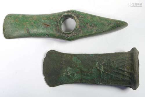 Set of two axes, one of which has a bronze socket …
