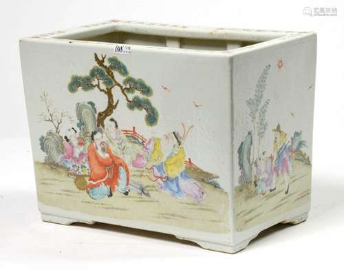 Rectangular planter in polychrome porcelain of Chi…