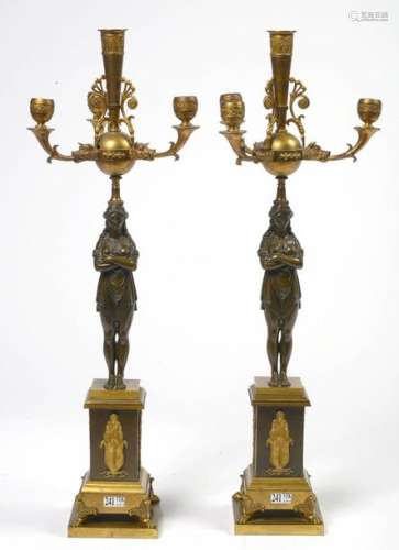 Pair of Empire style quadripod candelabra known as…