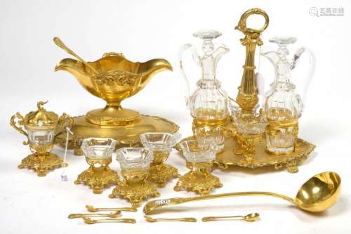Lot of 9 Regency style objects in silver vermeil a…