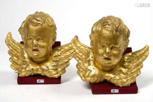 Pair of carved and gilded wooden \