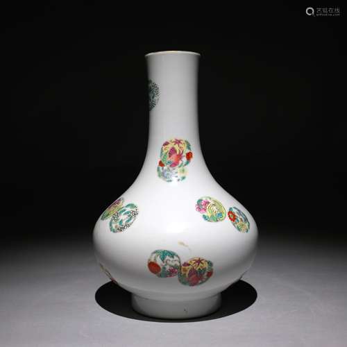 Pastel glaze water chestnut vase with ball and flower