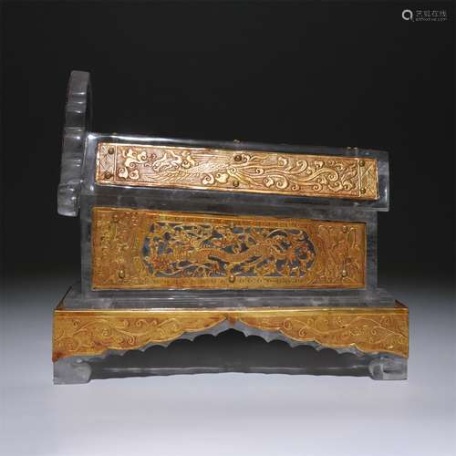 Crystal inlaid silver gilded Buddhist relic coffin