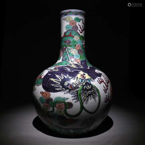 Doucai glazed dragon pattern ball bottle