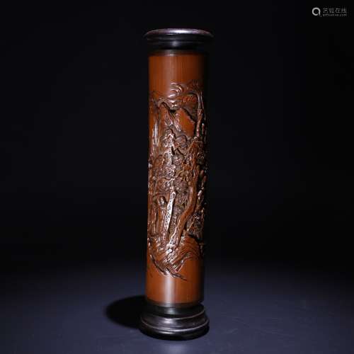 Bamboo figure landscape incense tube