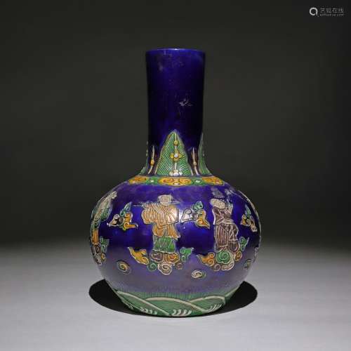 fahua glaze Eight Immortals crossing the sea ornamental vase