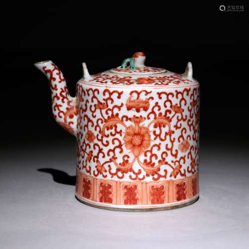 Alum red glaze flower patterns teapot