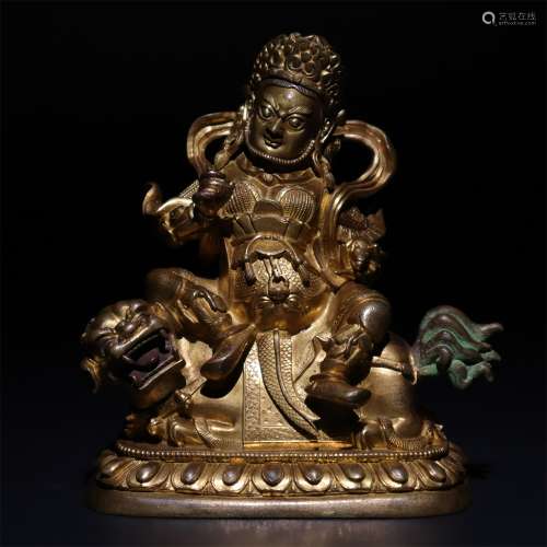 Bronze gilded statue of the God of wealth