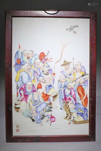 Luohan characters Pastel glaze Porcelain painting