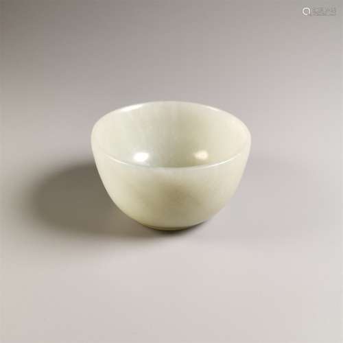 Hetian jade white jade cup