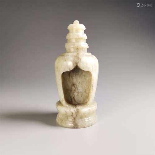 Hetian jade White Jade Pagoda