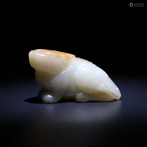 Hetian jade white jade Auspicious animal Handlebar