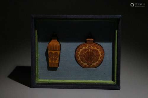Two bamboo snuff bottles