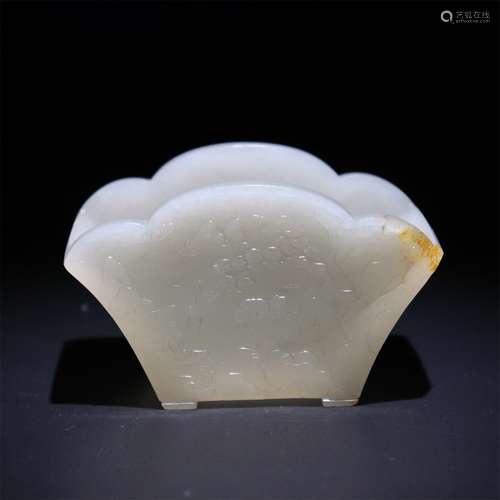 Hetian jade white jade flower shaped cup