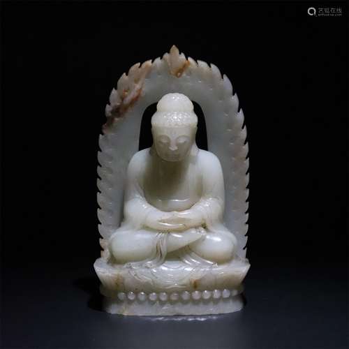 Statues of Sakyamuni with Hetian jade and white jade