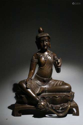 Copper seated lotus Guanyin