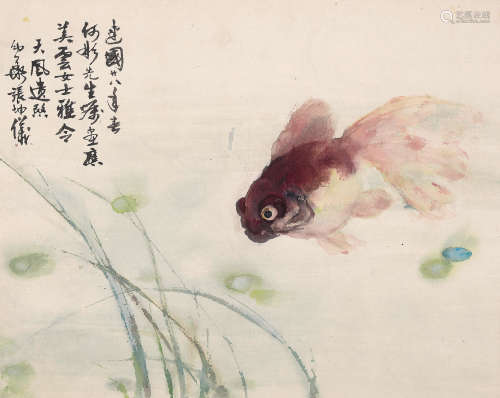 张坤仪 1939年作 金鱼 镜片 设色纸本