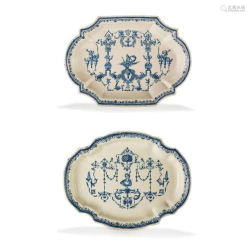 MOUSTIERS, SUITE OF TWO OVAL PLATES, XVIIIe SIÈCLE…