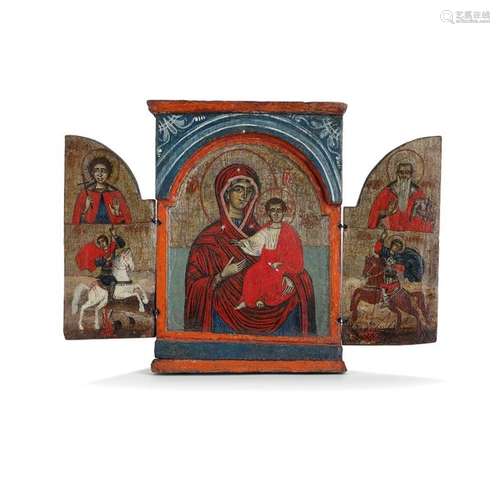 RUSSIAN TRIPTYIC ICON, WORK FROM XIXe SIÈCLEReprés…