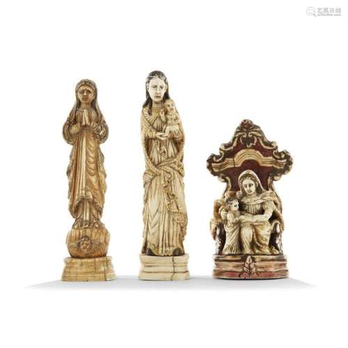 SET OF THREE STATUTES IN IVORY, INDO PORTUGUESE WO…