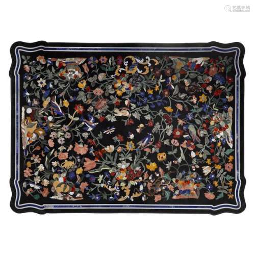 TRAY IN MARQUETRY OF HARD MARBLES AND STONES, INDI…