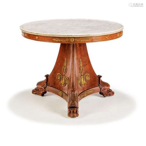 ROUND GUERIDON, EMPIRE EPOQUE mahogany, mahogany v…