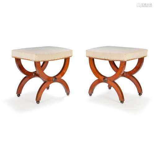 Pair of CIRCA 1820 mahogany curved TABOURETS, CIRC…