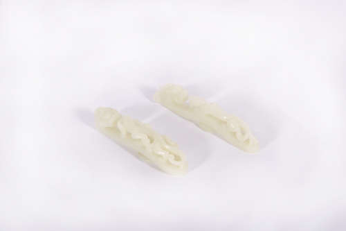 Two White Jade Belt Hooks Qing Dynasty