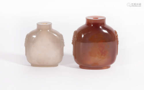 Two agate snuff bottles Qing Dynasty
