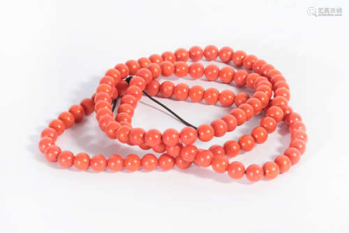 108 Beads red coral necklaces Qing Dynasty