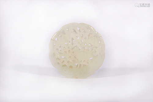 A Reticulated White Jade Plaque Qing Dynasty