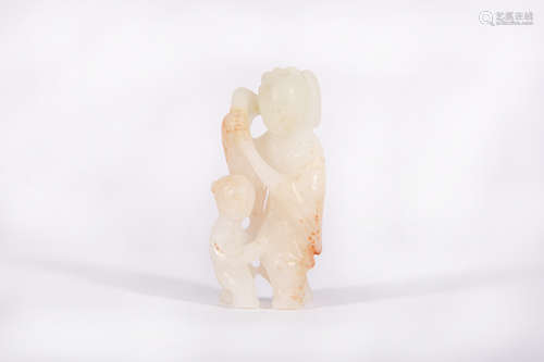 A White Jade Figural Carving Qing Dynasty