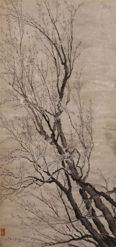 A CHINESE SCROLL PAINTING PLUM BRANCH