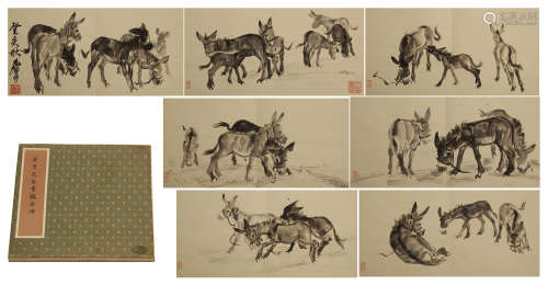 TWENTY-TWO PAGES OF CHINESE PAINTING DONKEY BY HAUNGZHOU