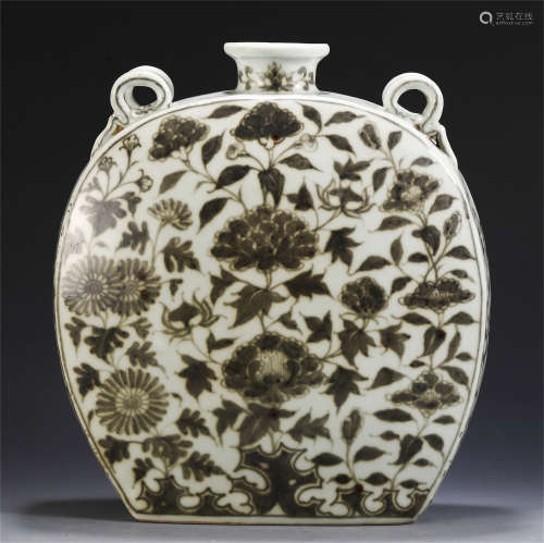 A CHINESE RED UNDER GLAZE MOON FLASK VASE