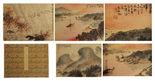 EIGHT PAGES OF CHINESE HANDWRITTEN CALLIGRAPHY AND PAINTING BY FUBAOSHI