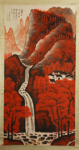 A CHINESE SCROLL PAINTING MOUNTAIN SCENERY BY LIKEQI